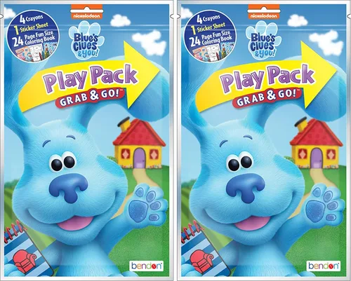 Vista 3 de Blue's Clues and You Play Pack Mini libro para colorear con lápices de colores Bendon 48535
