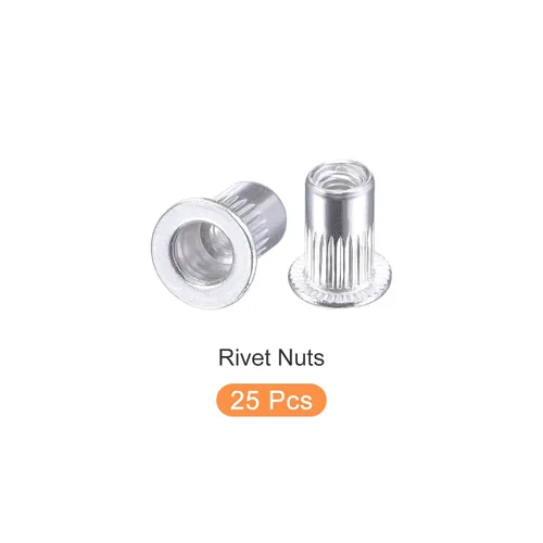 Vista 6 de METALLIXITY Tuercas de remache (M3) 25 piezas, tuercas roscadas de aleación de aluminio, para sujetadores mecánicos de muebles, tono plateado
