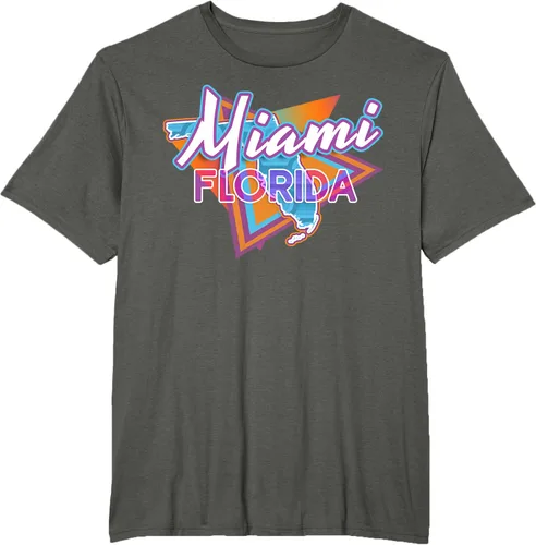 Vista 4 de Camiseta retro vintage de Miami Florida, Negro, S