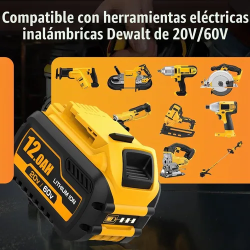 Vista 5 de Paquete de 2 piezas de repuesto para batería Dewalt 20V/60V Max DCB612