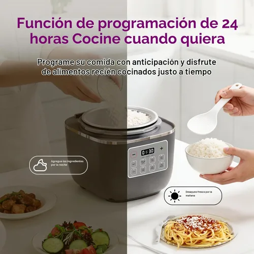 Vista 7 de Carori Olla a presión eléctrica 8 en 1, olla multifunción compacta de 3 cuartos de galón todo en 1 con olla de cerámica, salteado, cocción lenta Gris