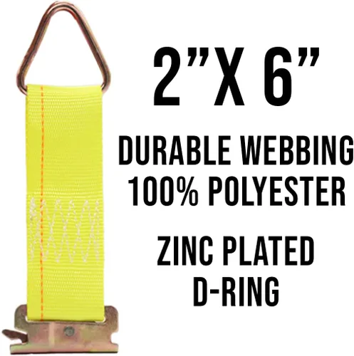 Vista 4 de Boxer Tool - Paquete de 10 correas de cuerda E-Track de 2 x 6 pulgadas, accesorios de amarre de carga con accesorios de resorte E-Track