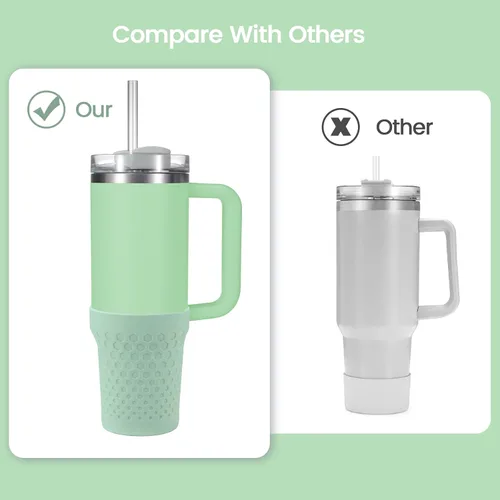 Vista 4 de Funda de silicona para vaso Stanley, accesorio de protector inferior para vaso Quencher H2.0 FlowState de 40 onzas / vaso Adventure Quencher de 40