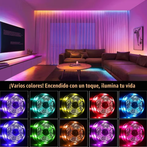 Vista 4 de NBBUFF Tira de luces LED RGB inteligentes de 32.8 pies, control a través de aplicación o control remoto, cuenta con funciones de sincronización