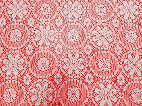 Vista 5 de Van Wyck Medallion - Mantel de encaje de punto pesado 60x104, color blanco