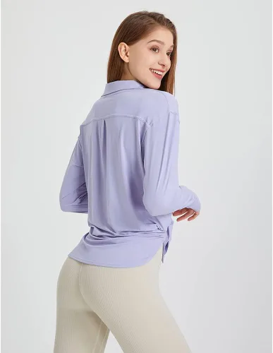 Vista 4 de Chaqueta atlética para mujer, ligera, con botones, con agujeros para el pulgar