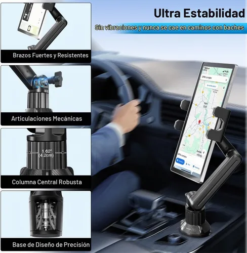 Vista 2 de Soporte para tablet de automóvil para camión, iPad con soporte de brazo ajustable de 15 pulgadas para tablet iPhone 4.7-13 pulgadas, iPad Pro Air