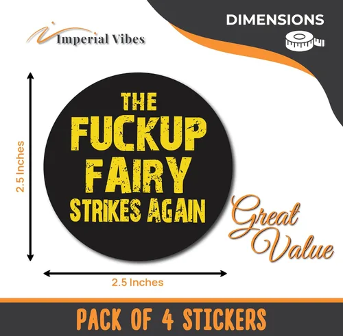 Vista 2 de IMPERIAL VIBES Fuckup Fairy Strikes Again Sticker - Vinilo para automóvil, camión y camioneta - Calcomanía para iPad interior y exterior - Adhesivo
