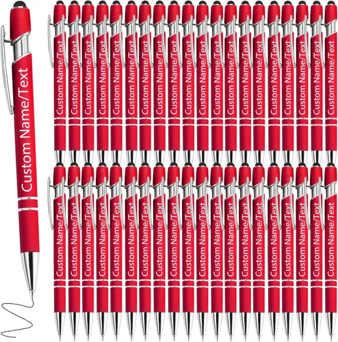 Vista 10 de Bolígrafos personalizados con nombre, paquete de 10 bolígrafos personalizados a granel, bolígrafo de tinta negra grabada con punta de lápiz óptico