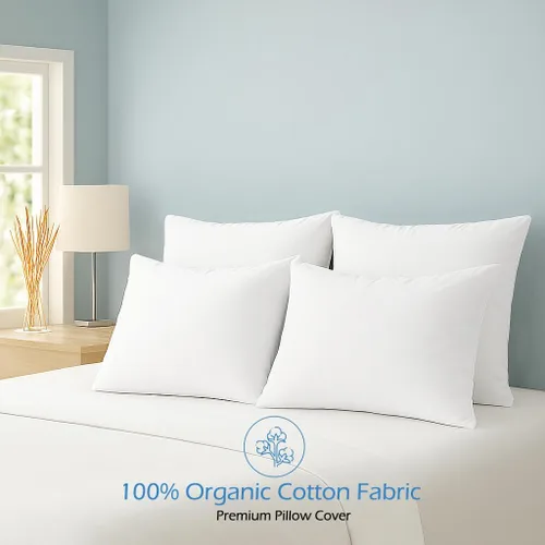 Vista 3 de Comfort Beddings Juego de 4 fundas de almohada Queen – 100% algodón orgánico, satén de 600 hilos, fundas de almohada suaves y cómodas con cierre