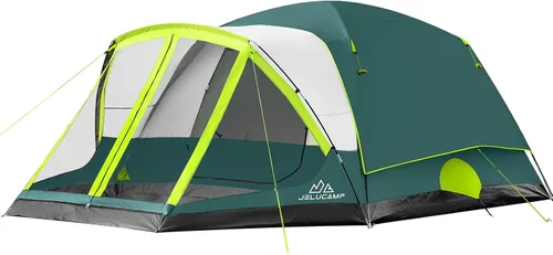 Vista 12 de JELUCAMP Tienda de campaña familiar grande impermeable para 6/8 personas para camping, tienda de campaña con porche con mosquitero, relajación sin