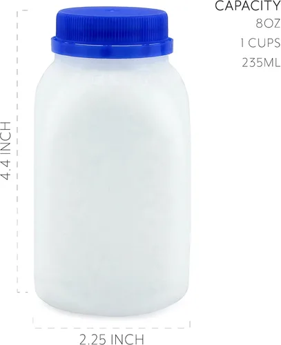 Vista 6 de Cornucopia Brands Paquete de 12 botellas de leche de plástico de 8 onzas, sin BPA, aptas para lavavajillas, multiuso para leche, jugo, batidos