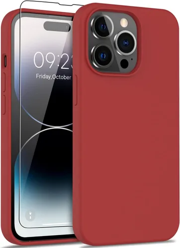 Vista 10 de DEENAKIN Funda compatible con iPhone 14 Plus con protector de pantalla, funda mejorada para cámara, goma de gel de silicona suave probada contra