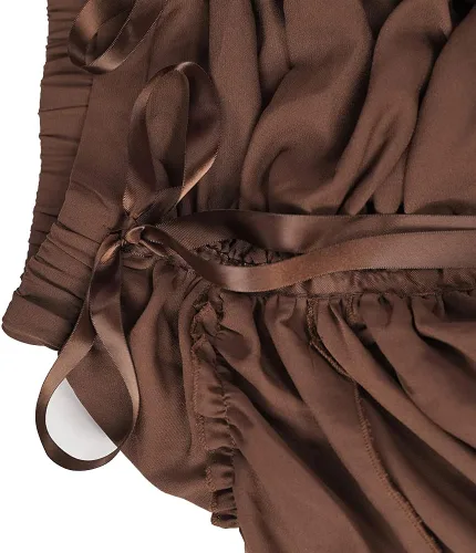 Vista 5 de Disfraz victoriano steampunk para mujer, falda de espectáculo alto y bajo