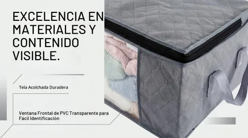 Vista 3 de G01 - bolsas de almacenamiento de tamaño rectangular para guardar ropa, 3 unidades, color gris Paquete gris de 6 piezas
