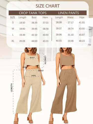 Vista 6 de AUTOMET Conjuntos de verano de 2 piezas para mujer, casuales, suaves, a juego, de dos piezas, de lino, pantalones de moda, ropa de moda