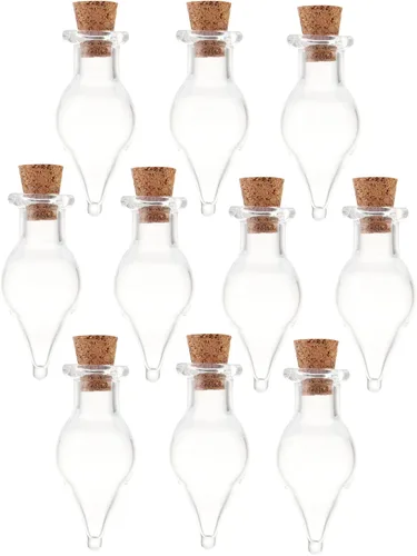 Vista 10 de 25 mini botellas de vidrio con tapas de corcho, 5 formas clásicas, pequeños frascos de vidrio, botellas de deseos, pequeños frascos decorativos