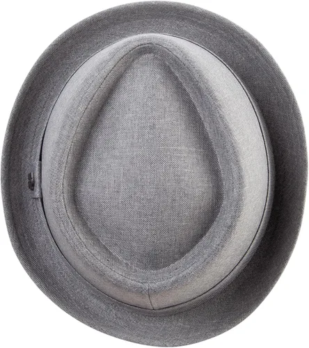 Vista 5 de e4Hats Gran tamaño de lino de poliéster mezclado porkpie Upbrim Fedora Gris