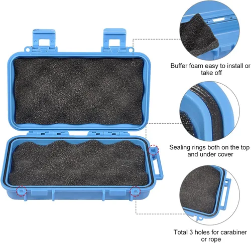 Vista 6 de Contenedor de almacenamiento hermético, impermeable, azul/negro, caja de almacenamiento en seco con 2 hebillas en forma de U para nadar