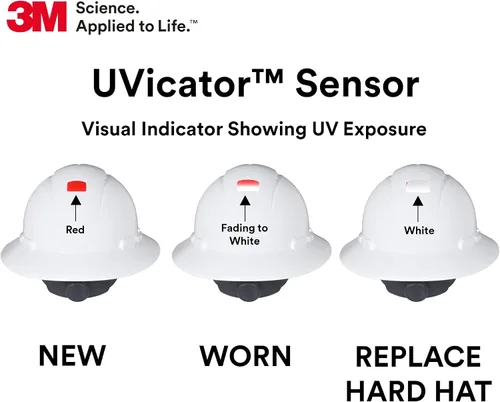 Vista 5 de 3M Casco de seguridad SecureFit H-801SFR-UV, blanco, sin ventilación estilo ala completa con sensor Uvicator, suspensión de trinquete de difusión