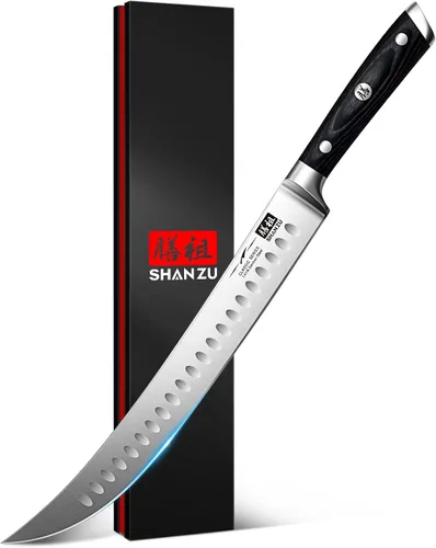 Vista 8 de SHAN ZU - Cuchillo para pan de 10" - Cuchillo profesional de rebanar masa madre, hoja serrada de acero inoxidable alemán 1.4116, mango ergonómico