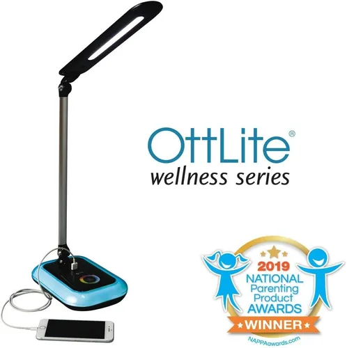 Vista 2 de OttLite Lámpara de escritorio LED Glow con puerto de carga USB, portátil, ajustable, luz de escritorio, color negro