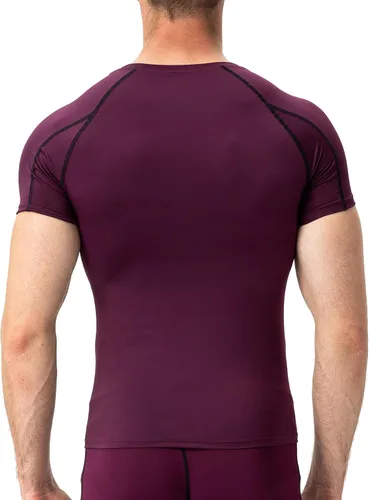 Vista 3 de Camisas de compresión para hombre, camiseta de entrenamiento de manga corta, camisetas de secado fresco, camiseta deportiva para correr