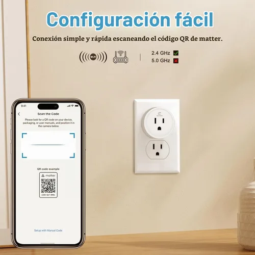 Vista 5 de EIGHTREE Matter Smart Plug, compatible con Homekit, requiere hub, enchufes inteligentes que funcionan con Alexa, Siri y Google Home, enchufe WiFi