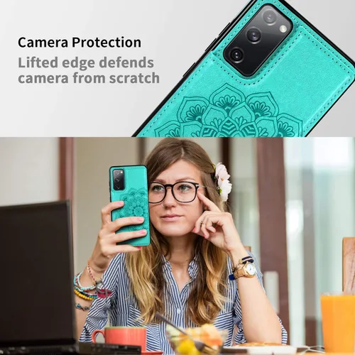 Vista 6 de COOYA Funda para Samsung Galaxy S20 FE 5G - Funda tipo cartera con tarjetero, piel sintética de alta calidad, cierre magnético, funda protectora