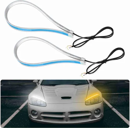 Vista 5 de Tira ligera llevada flexible, lámpara de la vuelta de la luz corriente diurna ultra fina del tubo LED del coche de los 23.6 in