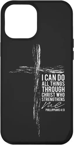 Vista 30 de iPhone 12 mini versículo religioso cruz teléfono casos hombres papá Filipenses 4:13 caso