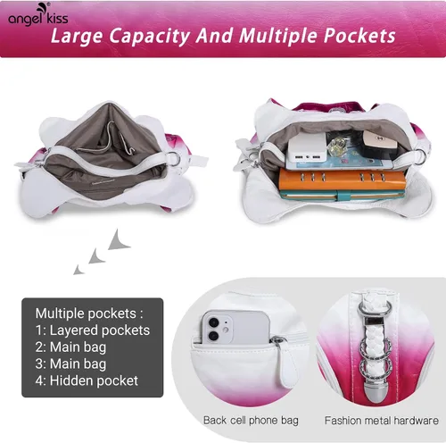 Vista 4 de Angelkiss Hobo Carteras y bolsos para mujeres Bolso de mano para mujeres Carteras grandes Bolsos de hombro diarios Purses, handbags, Handbag, Women
