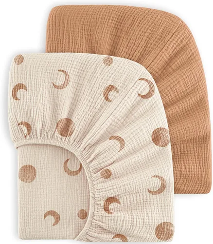Vista 11 de Bearmoss Sábanas de muselina para mini cuna para Pack N Play - 100% algodón - 38"x26" Sábanas suaves y transpirables para corralito y cuna de bebé