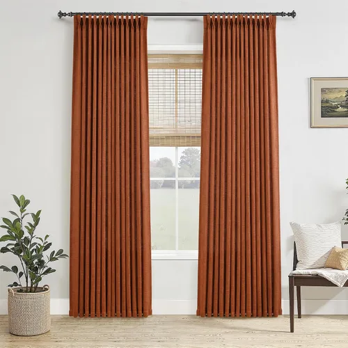 Vista 80 de Jowels Cortinas de lino plisadas naturales con memoria de 96 pulgadas