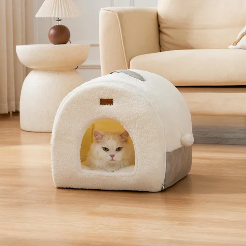 Vista 7 de ZOMISIA - Cama para gatos 2 en 1 para gatos de interior, cama cerrada