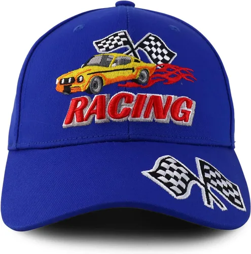 Vista 2 de Trendy Apparel Shop Gorra de béisbol con bandera de carreras bordada en 3D