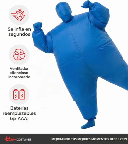 Vista 3 de Morph - Disfraz inflable azul para niños, disfraces de Halloween para niños