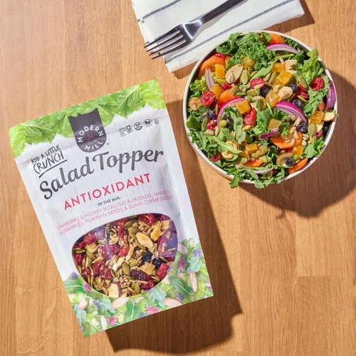 Vista 4 de Modern Mill Complemento para Ensalada Antioxidante de Gourmet Nut - Mezcla de Frutos Secos (Almendras), Arándanos Secos y Azucenas, Semillas
