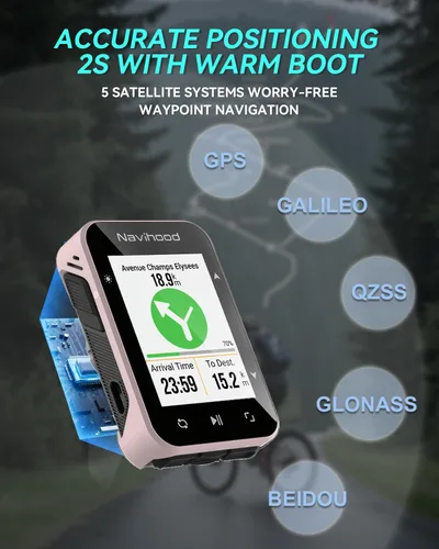 Vista 6 de L2 GPS Bike Computer, 2" Color LCD Wireless Cycling Computer,Bike Speedometer Bluetooth ANT+, IPX7 Waterproof, Auto Backlight, Supports