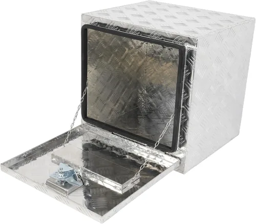 Vista 2 de SCITOO - Caja de herramientas de aluminio de 18 pulgadas de plata resistente para cama de camión, caja de herramientas para remolque de RV
