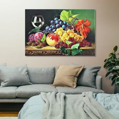 Vista 7 de Arte de pared vintage con imágenes de vino, obras de arte de vino y frutas, pintura al óleo sobre lienzo para comedor, lienzo, impresiones
