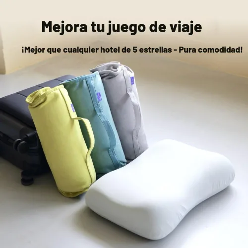 Vista 2 de Cushion Lab Almohada de Viaje para Sueño Profundo – Almohada de Cuello de Espuma Viscoelástica Compacta para Dormir, Almohada Portátil para Hoteles