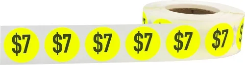 Vista 2 de $7 Precio Pegatinas Amarillo fluorescente Puntos circulares redondos de 0.75 pulgadas 500 pegatinas adhesivas totales