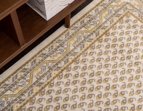 Vista 5 de Unique Loom Williamsburg Collection - Alfombra tradicional con borde central de puntos, alfombra de pasillo de 2 pies 9 pulgadas x 9 pies 10 Beige