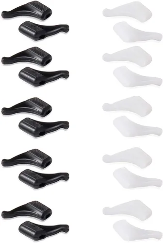 Vista 8 de SAIGO Ganchos antideslizantes para las orejas, retenedores de lentes de silicona para lentes de sol, 10 pares, color negro