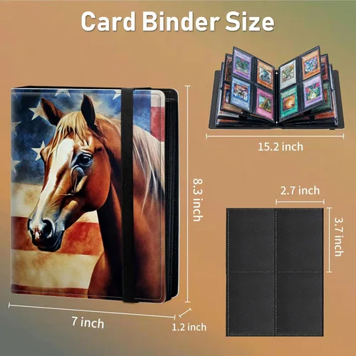 Vista 2 de Carpeta para tarjetas intercambiables, 4 bolsillos para tarjetas intercambiables, 160 bolsillos de doble cara, funda para tarjetas de tamaño Caballo