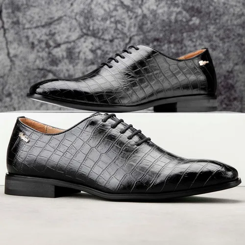 Vista 5 de Meijiana Zapatos formales Oxfords para hombre, zapatos casuales de negocios con cordones, zapatos de vestir de moda para hombres