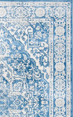Vista 3 de Safavieh - Alfombra de 2 x 4 pies de la colección Brentwood color marfil y azul marino, alfombra que no suelta pelusas con diseño desgastado