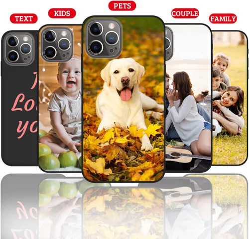 Vista 2 de Funda de teléfono con foto personalizada para iPhone 12 Pro, imagen/texto personalizado, funda negra delgada y suave, regalo único de nicho