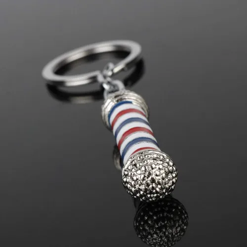 Vista 3 de UKD Hermoso 1X Llavero Barbería Salon Logo Llavero Cierre de Llave Adornos DIY Artesanía Recuerdo Regalo de Cumpleaños Plata Nuevo
